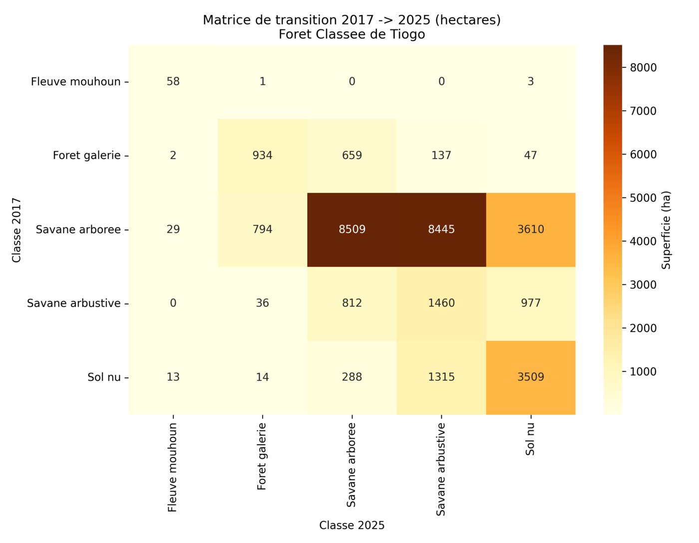 Matrice de transition 2017 vers 2025